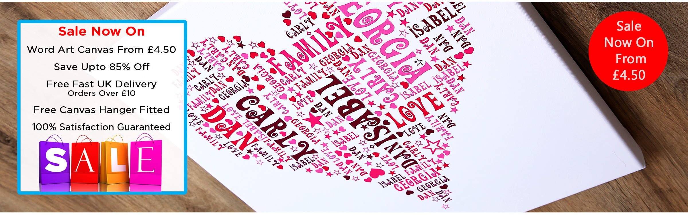 Word Art Canvas Collage & Free Delivery On Orders Over &pound;10